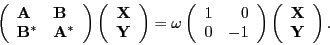 \begin{displaymath}
\left(
\begin{array}{ll}
\mathbf{A} & \mathbf{B} \\
\mat...
...egin{array}{c}
\mathbf{X} \\
\mathbf{Y}
\end{array}\right).
\end{displaymath}