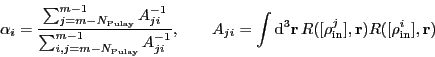 \begin{displaymath}
\alpha_i = \frac{\sum_{j = m - N_{\text{Pulay}}}^{m - 1} A^...
...rho_{\text{in}}^j], \vec{r}) R([\rho_{\text{in}}^i],\vec{r})
\end{displaymath}