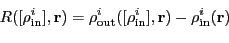 \begin{equation*}
R([\rho_{\text{in}}^i],\vec{r}) = \rho_{\text{out}}^i([\rho_{\text{in}}^i], \vec{r})
- \rho_{\text{in}}^i(\vec{r})
\end{equation*}