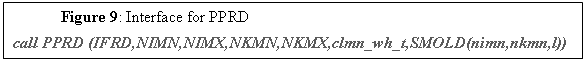 Text Box: Figure 9: Interface for PPRD
call PPRD (IFRD,NIMN,NIMX,NKMN,NKMX,clmn_wh_t,SMOLD(nimn,nkmn,l))
